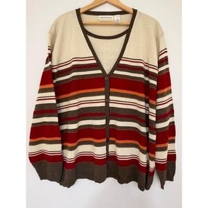 Alfred Dunner 2pc Attached Shell & Cardigan Sweater 3X Stripe Metallic Academia